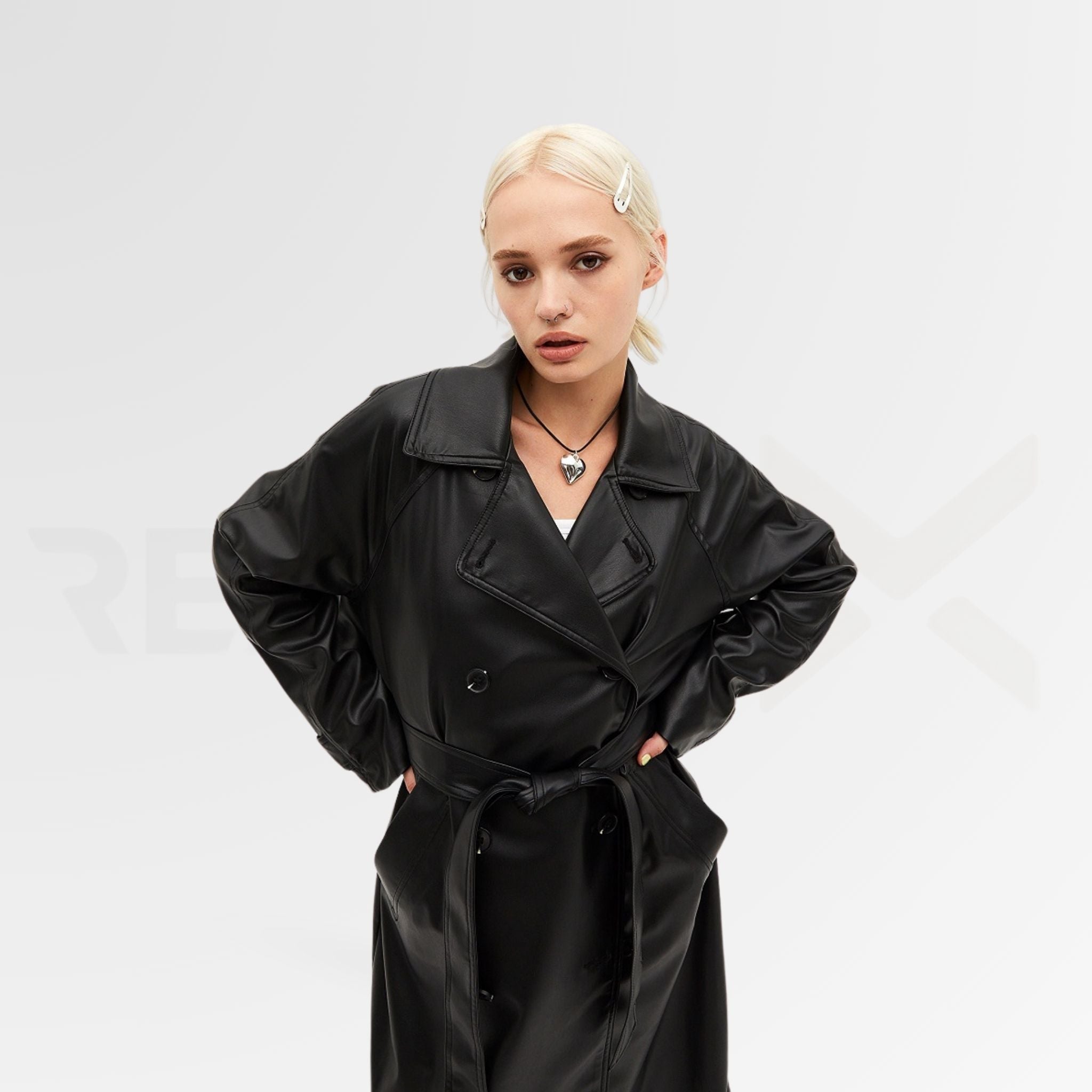 Women's Trench Leather Coat