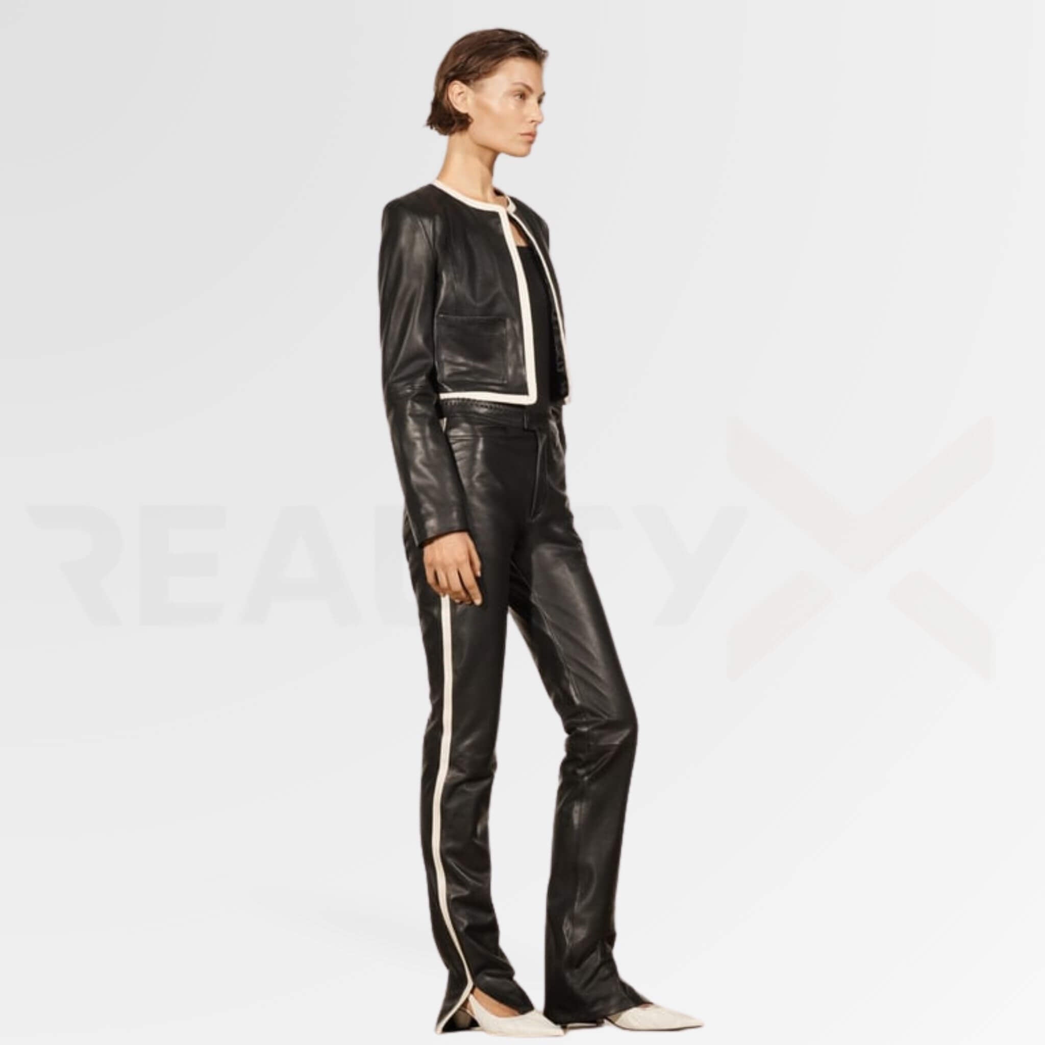 Round Cropped Leather Jacket