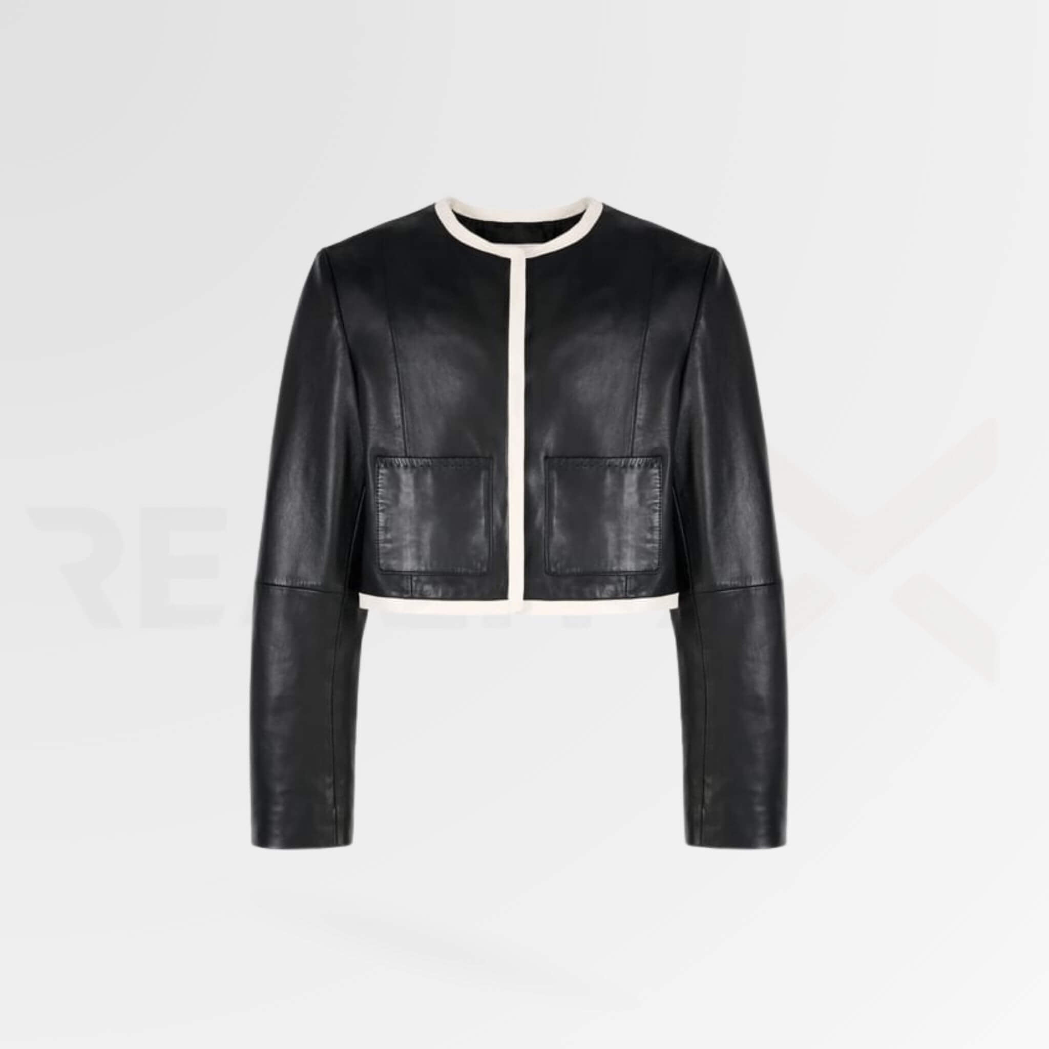 Round Cropped Leather Jacket