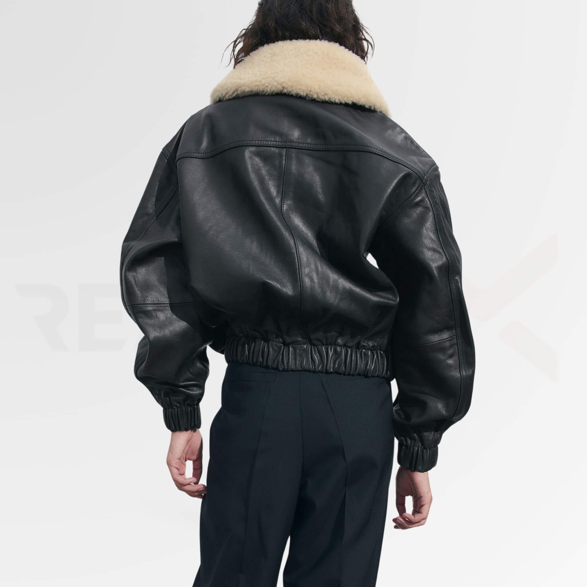 Boxy Shearling Leather Jacket