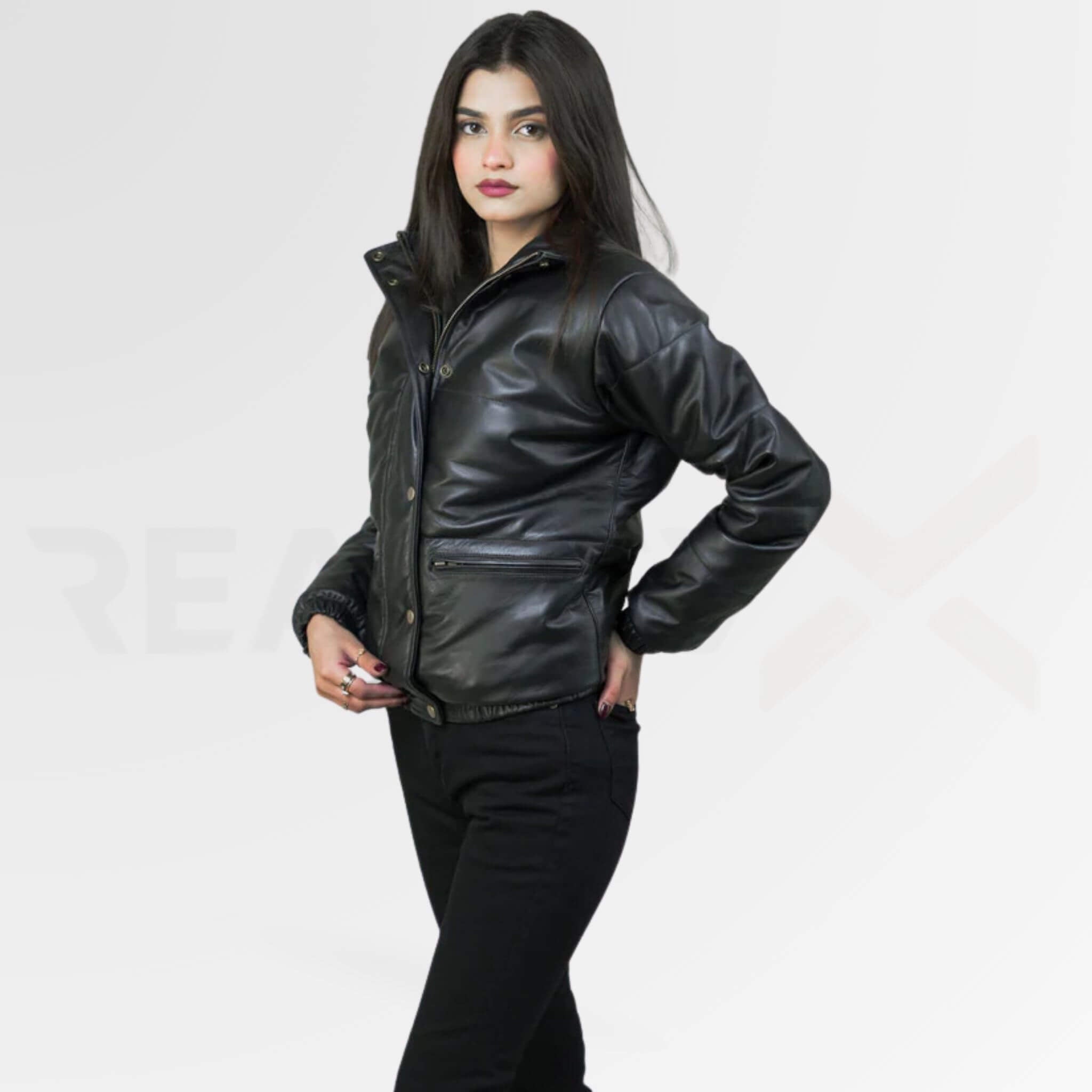 Leather Puffer Jacket