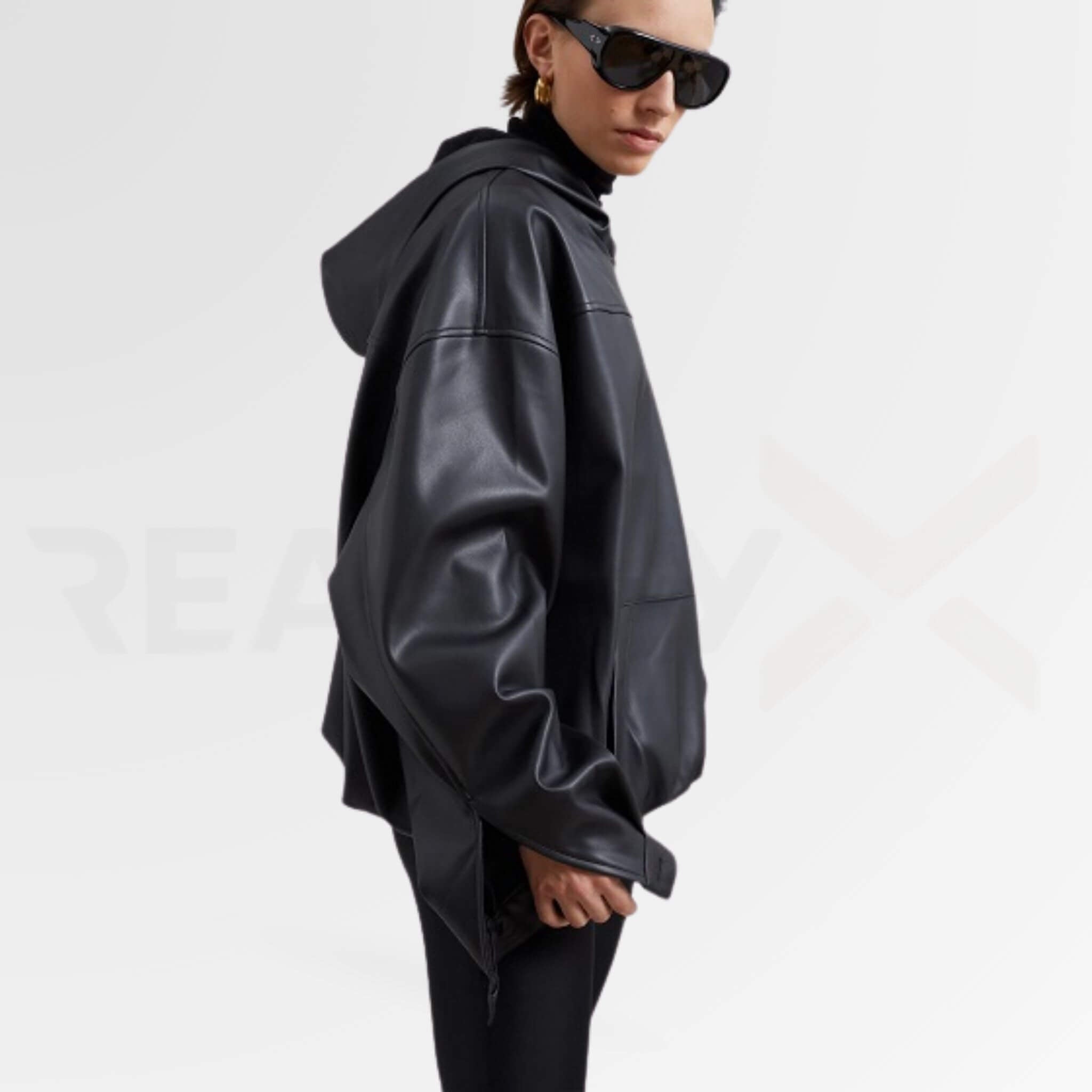 Women's Leather Hoodie