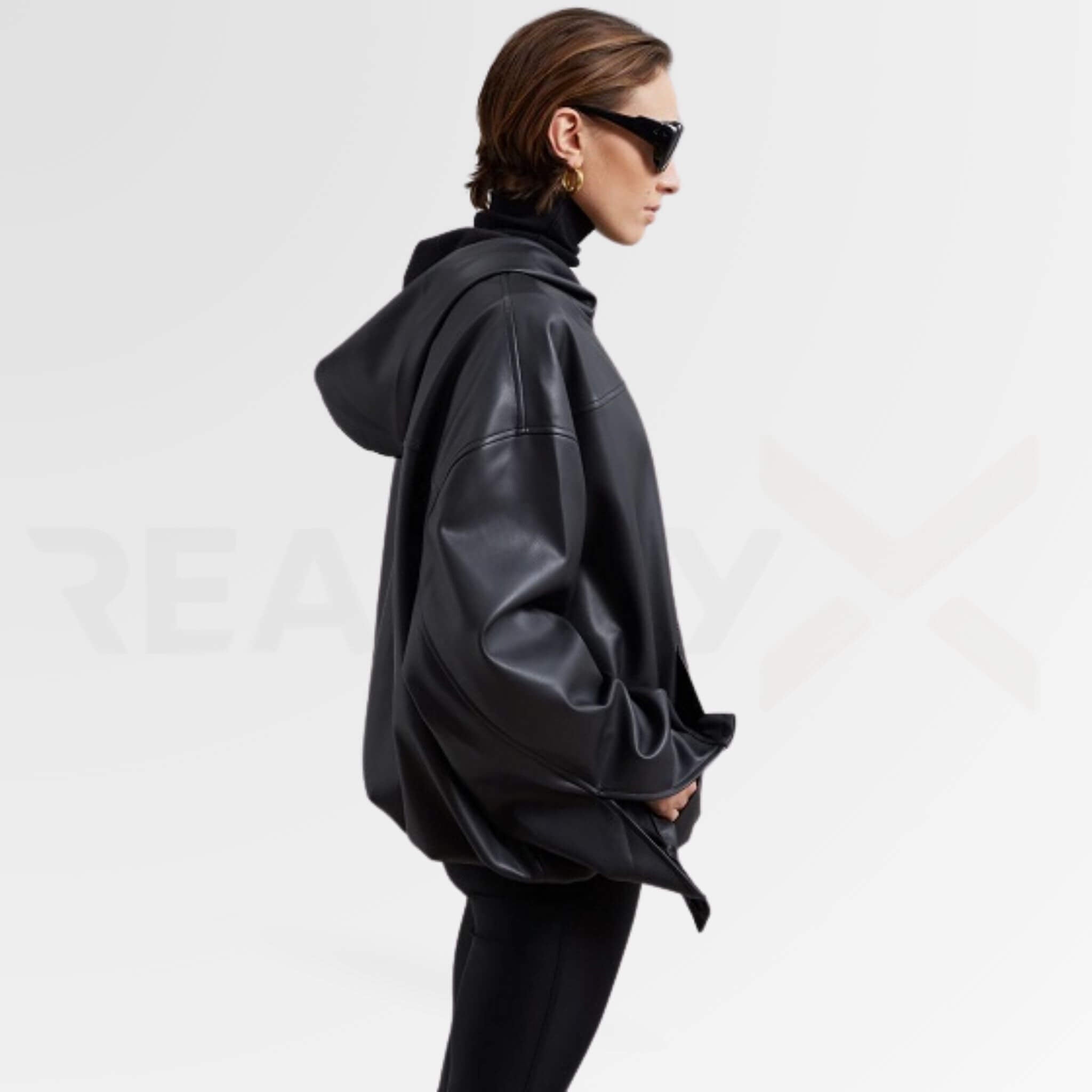 Women's Leather Hoodie