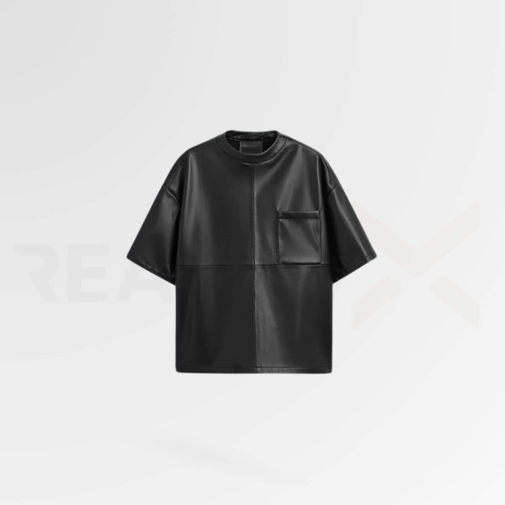 Men Leather T-Shirt