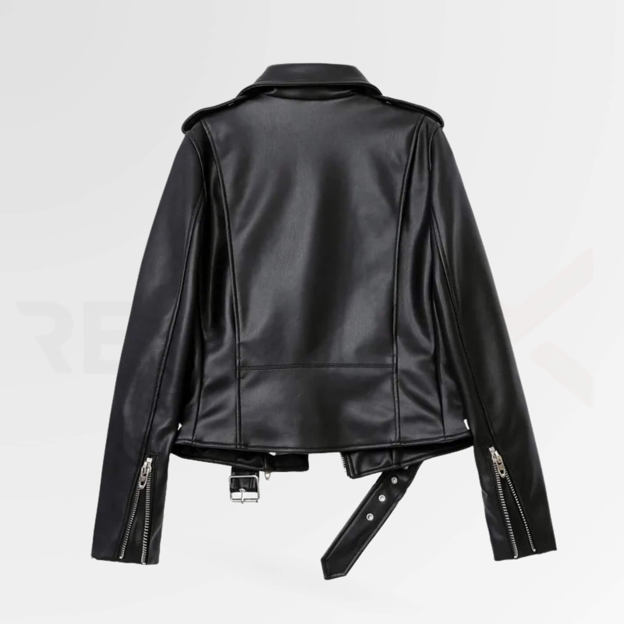 Leather Motorcycle Jacket With Belt