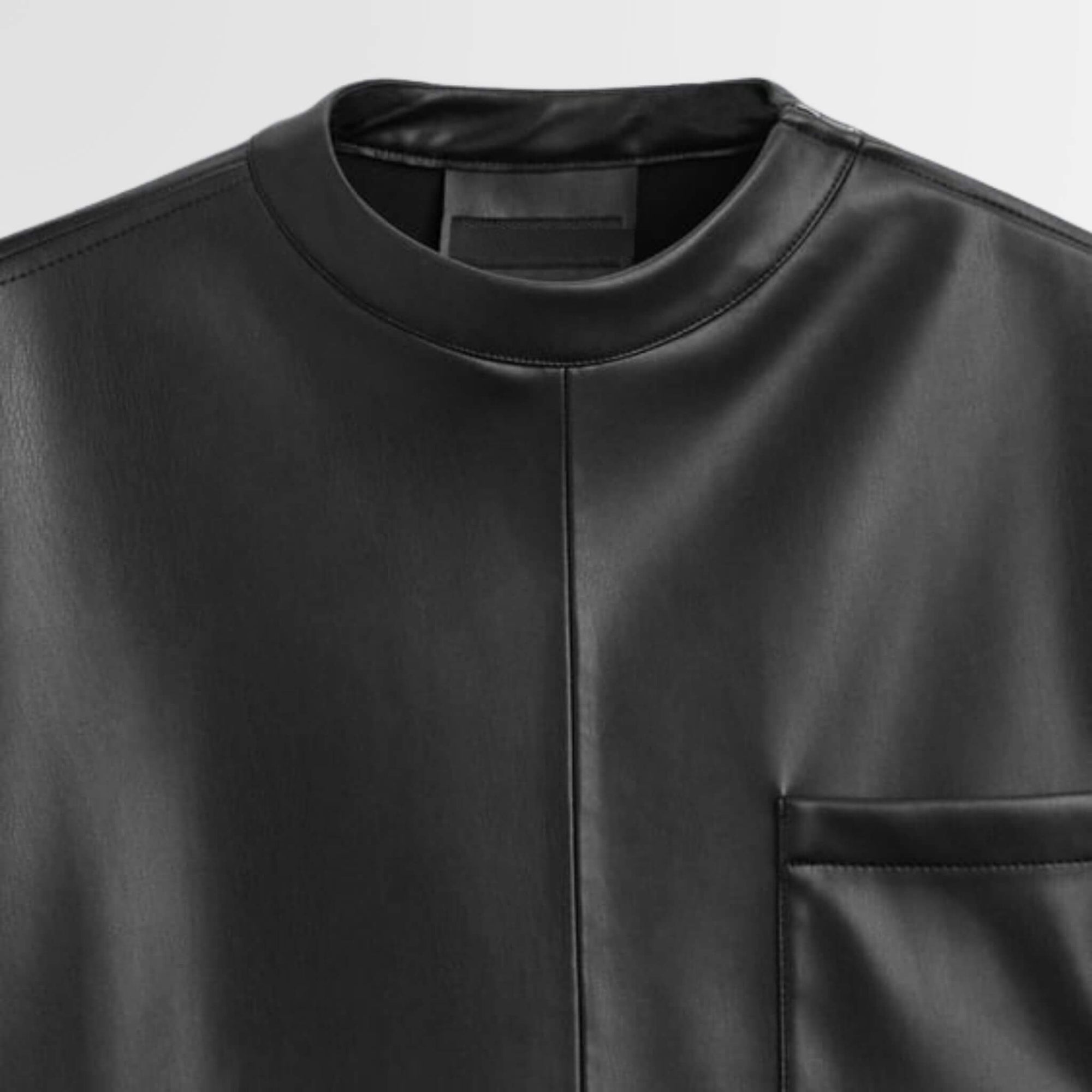 Men Leather T-Shirt