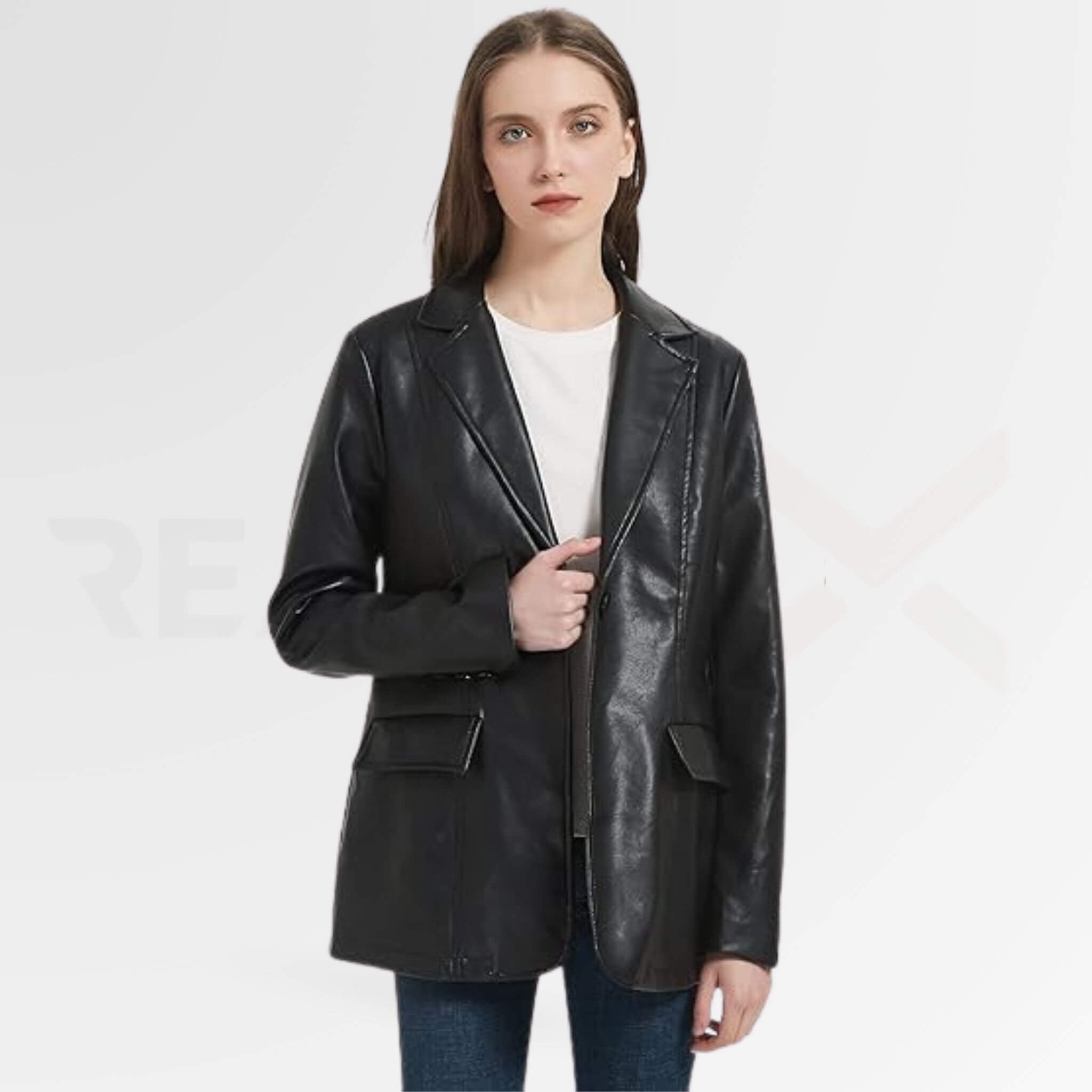 Long Leather Blazer