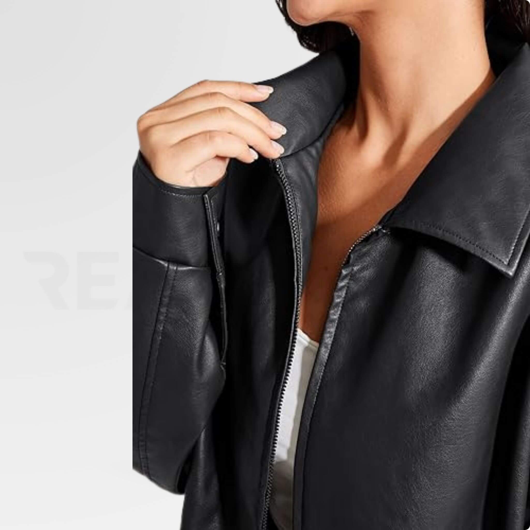 Oversized Leather Bomber Jacket