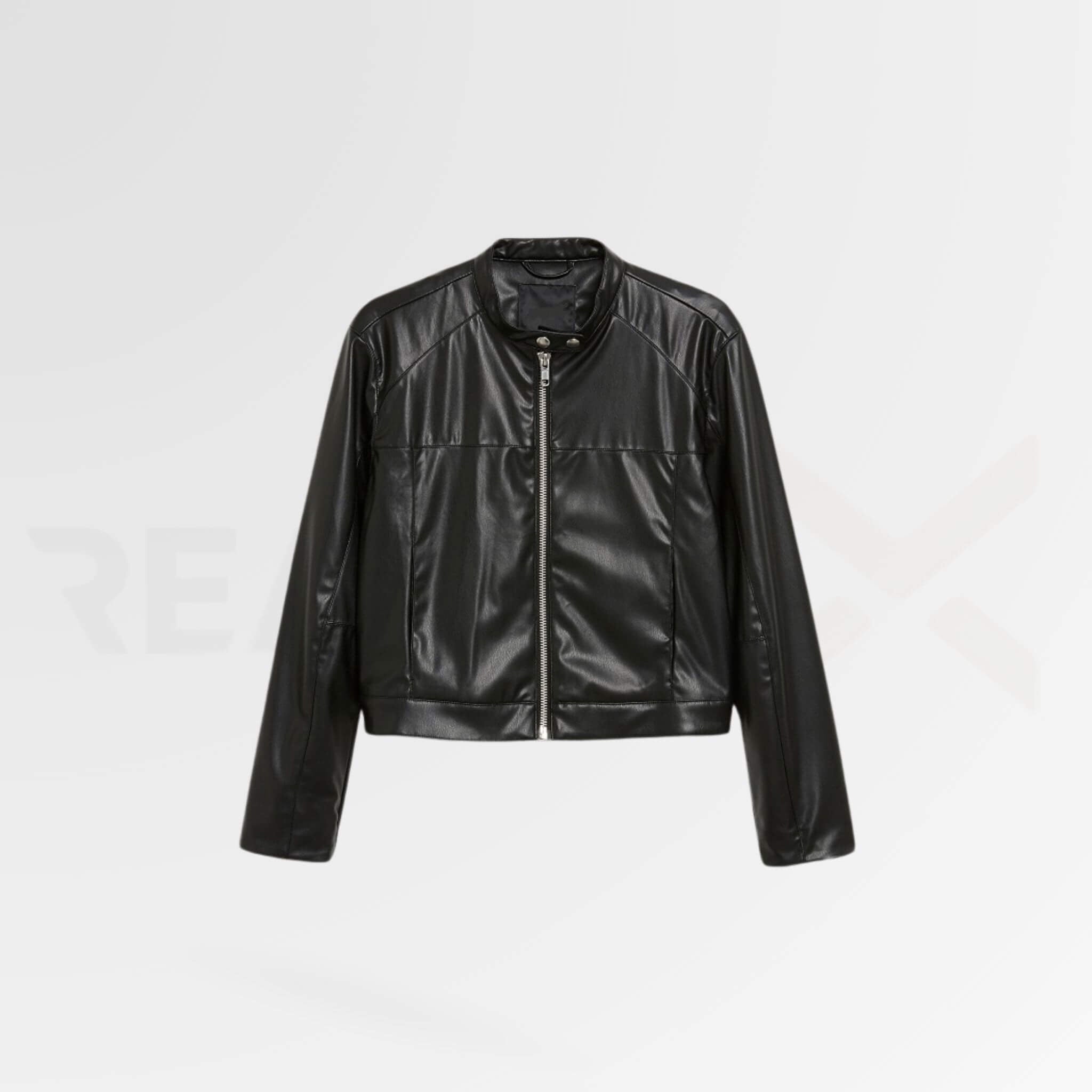 Round-Neck  Motorcycle Leather Jacket