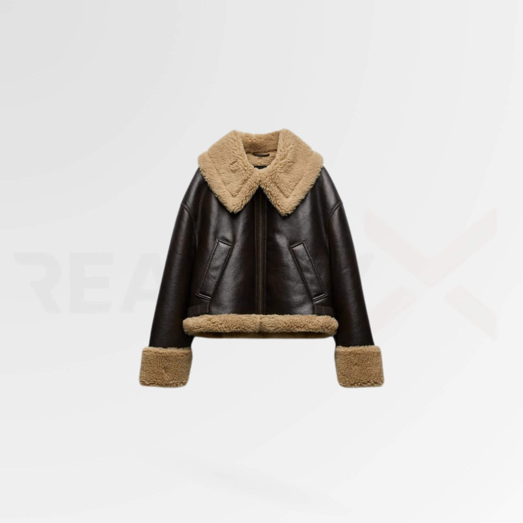 Bomber Leather Jacket With Fur