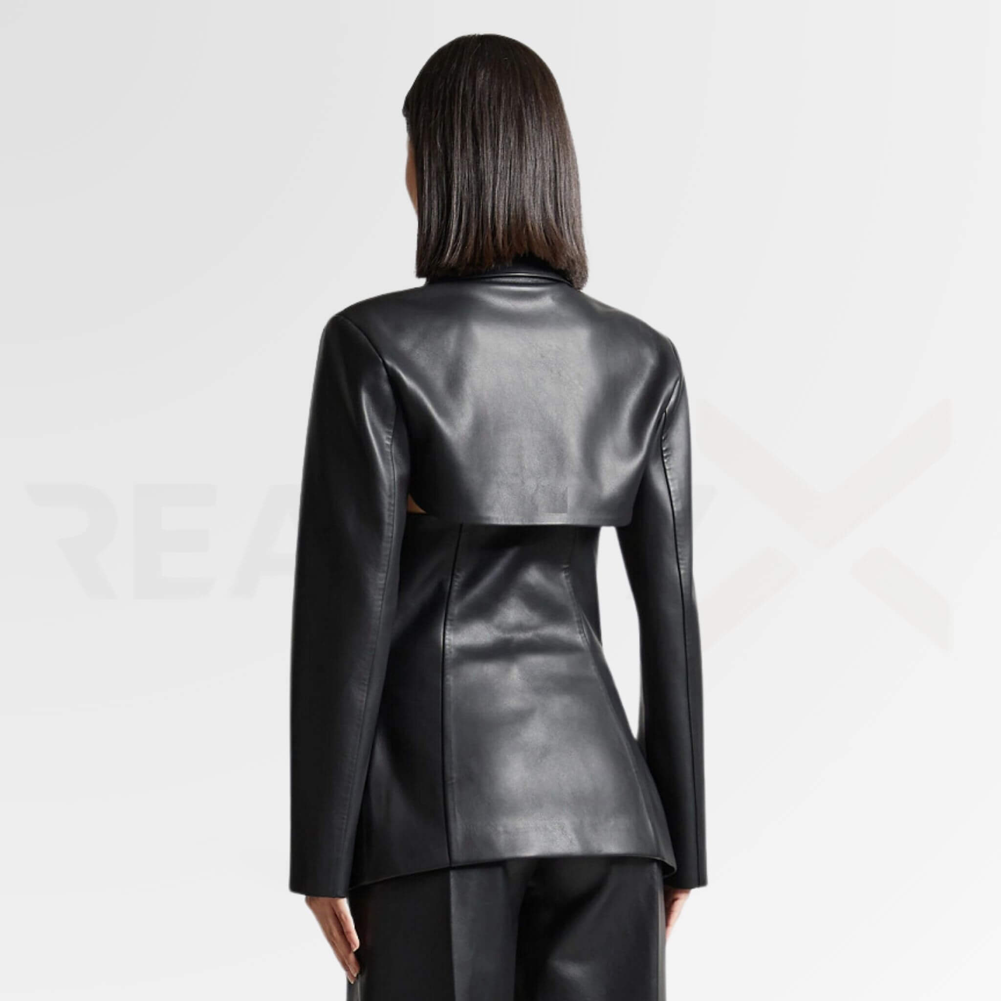 Cut-Out Leather Blazer