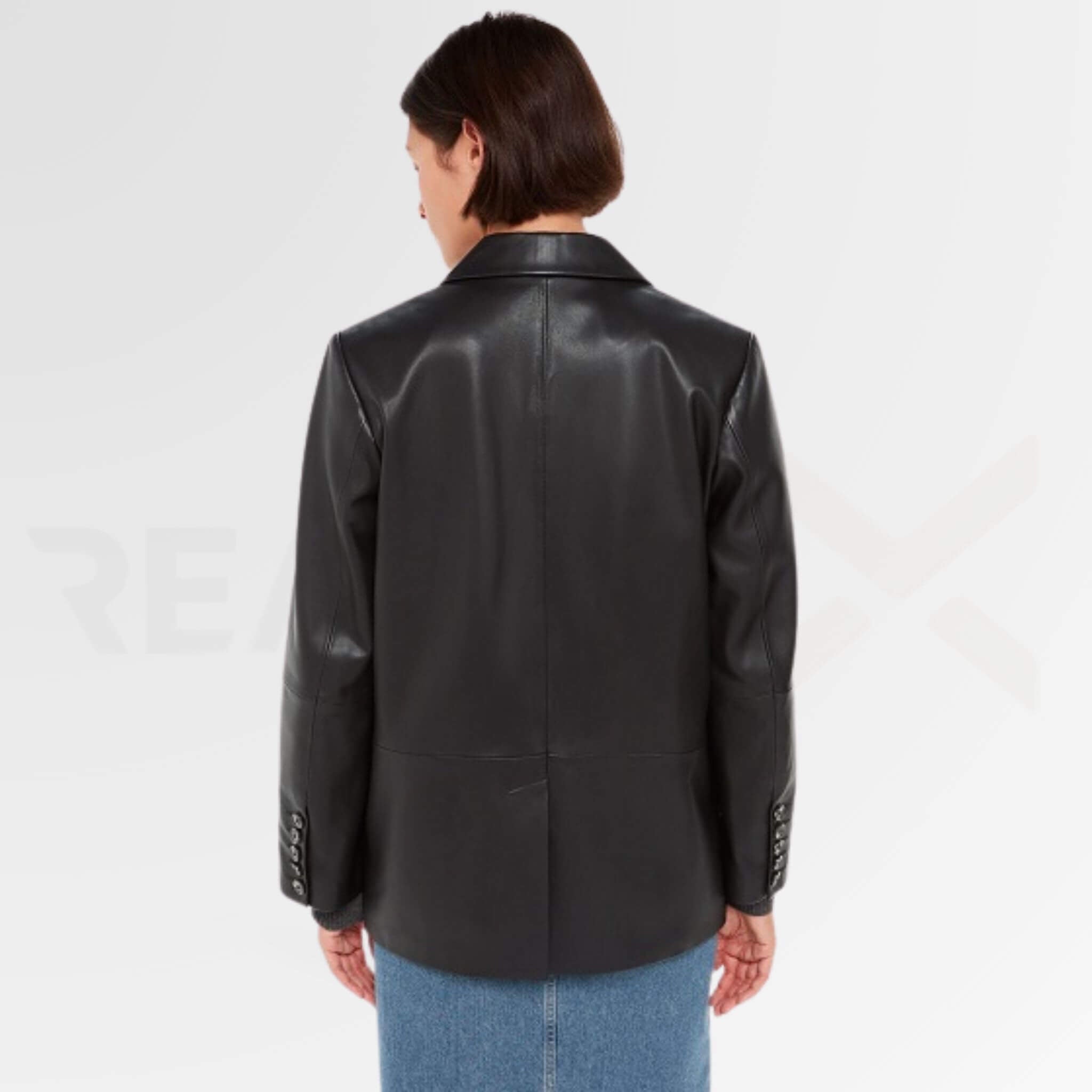 Double-Breast Leather Blazer