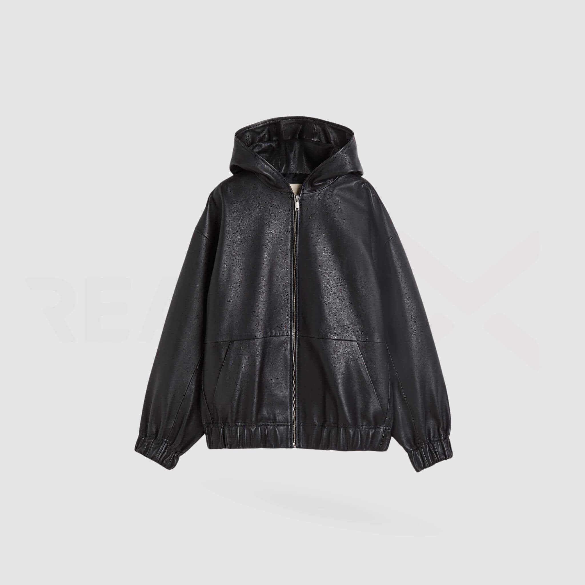 Bomber Leather Jacket With Hood