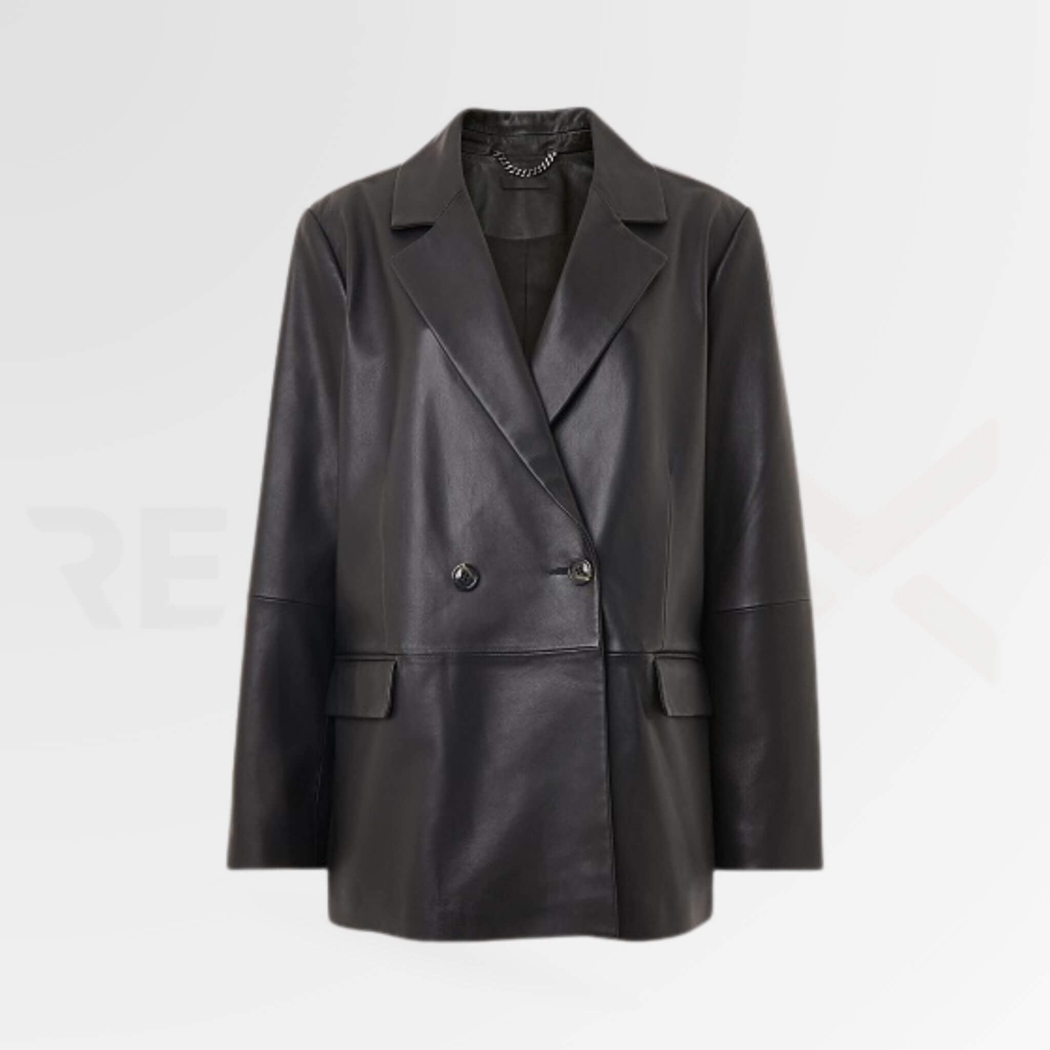 Double-Breast Leather Blazer