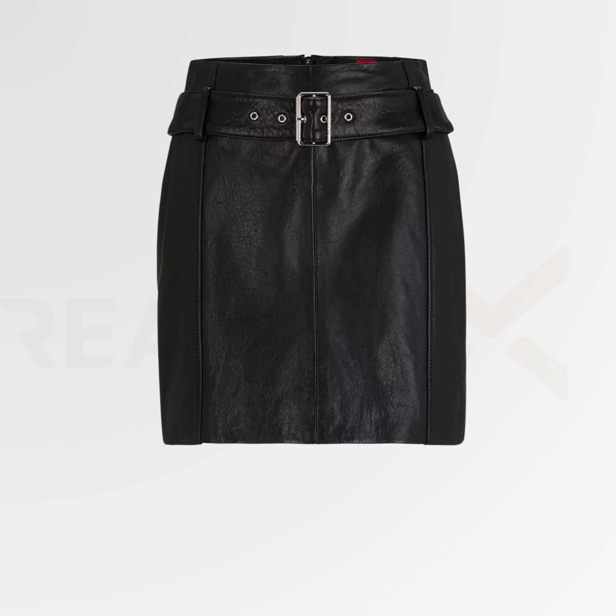 Leather Mini Skirt With Belt