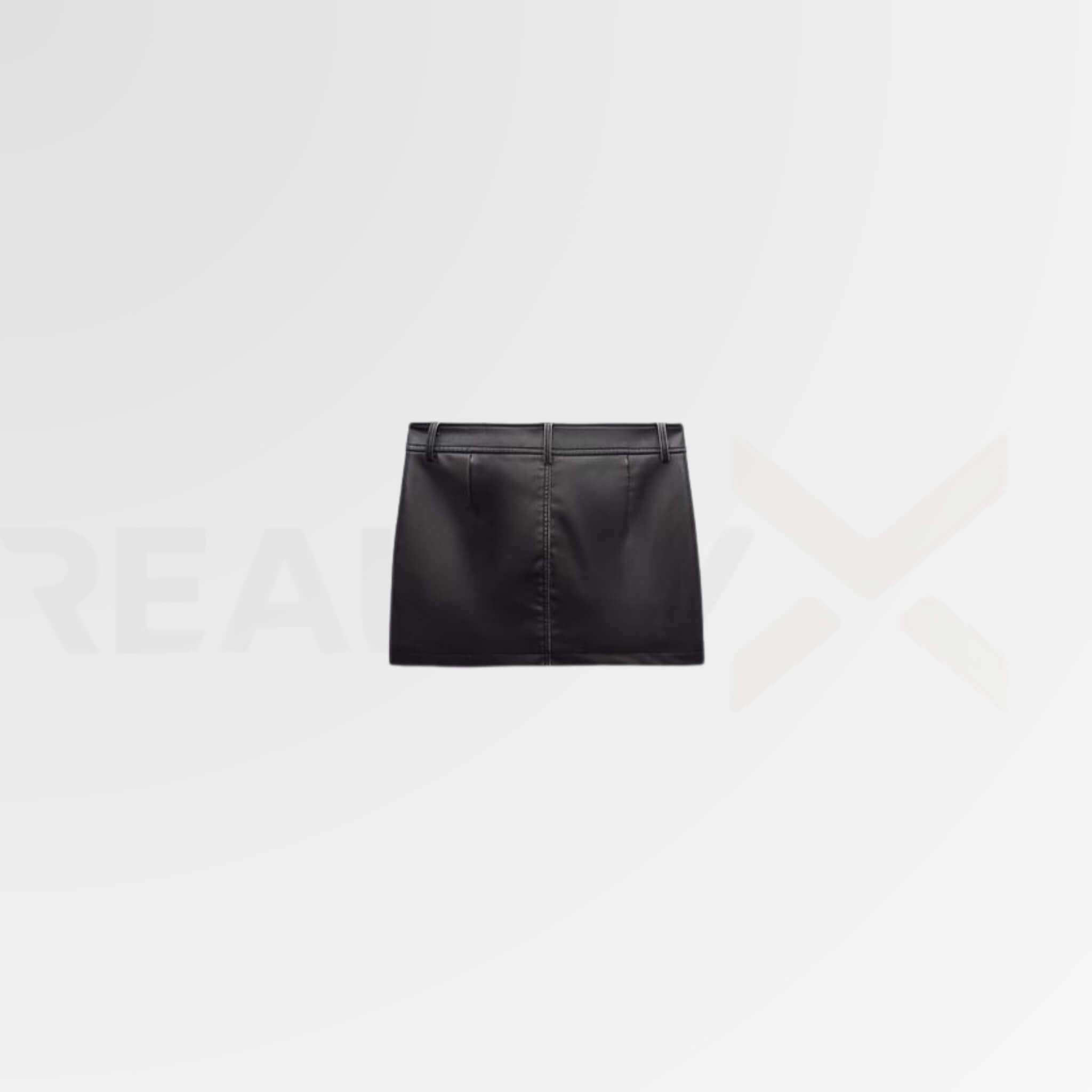 Front-Pockets Leather Skirt