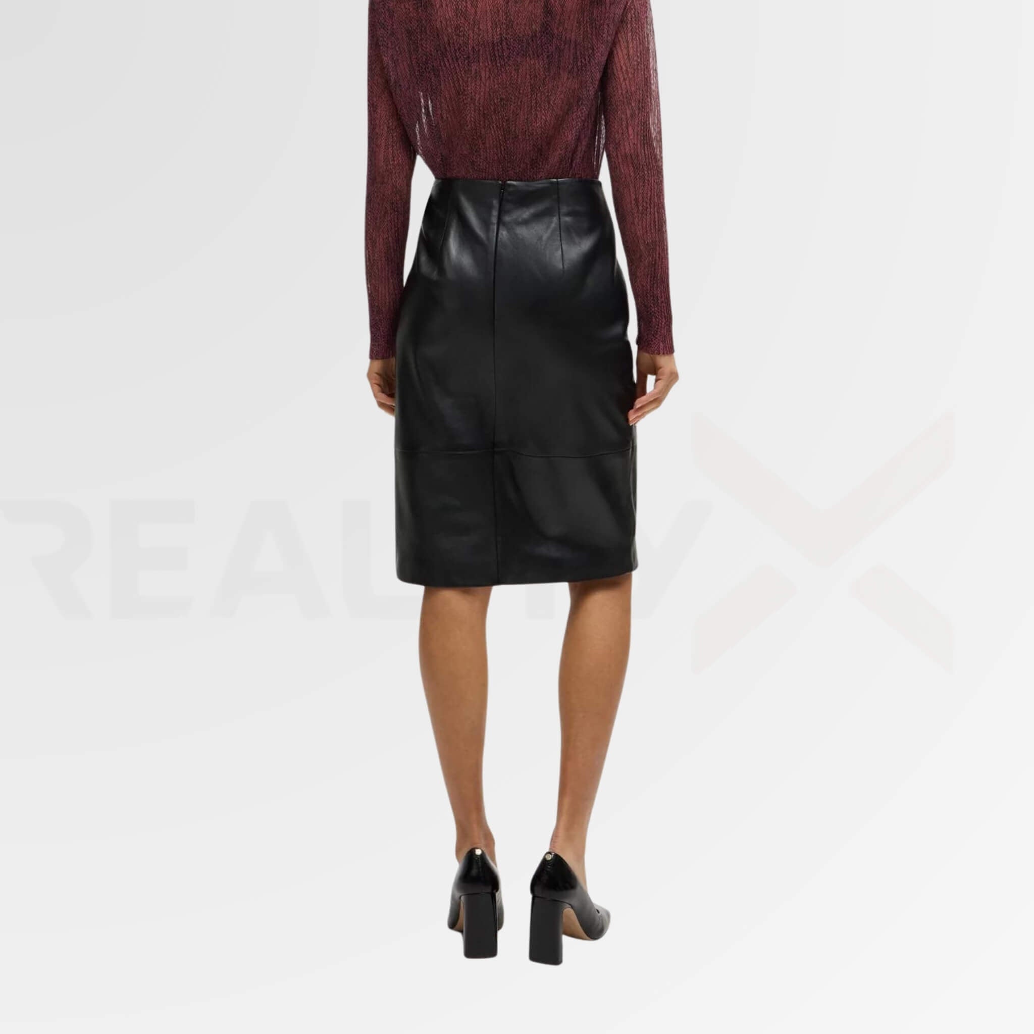 Buckled-Wrap Leather Skirt