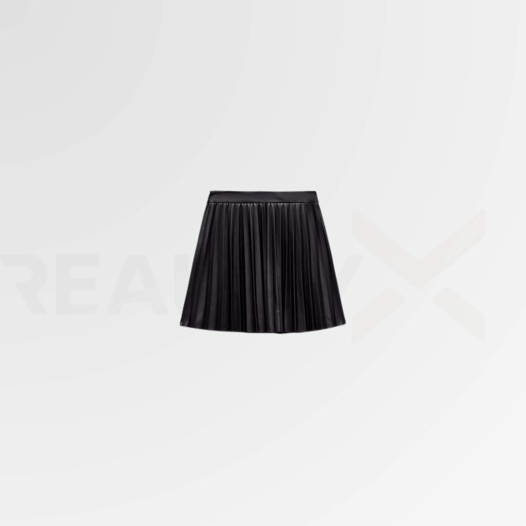 Leather Pleated Mini Skirt