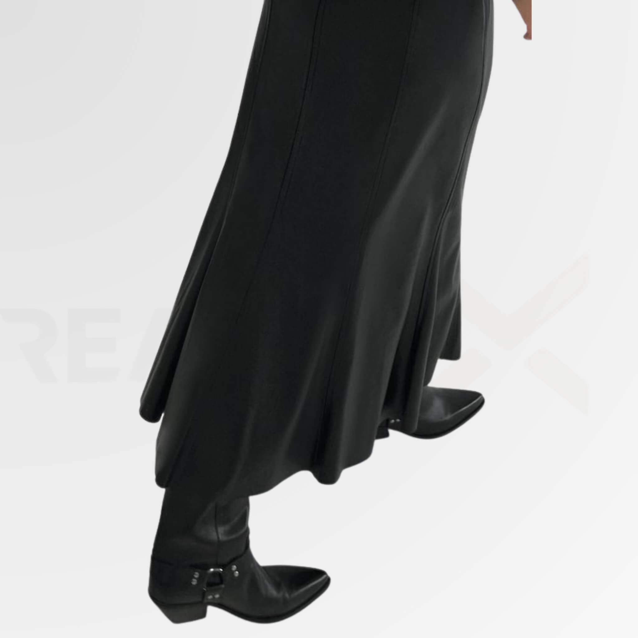 Pleated Leather Maxi Skirt