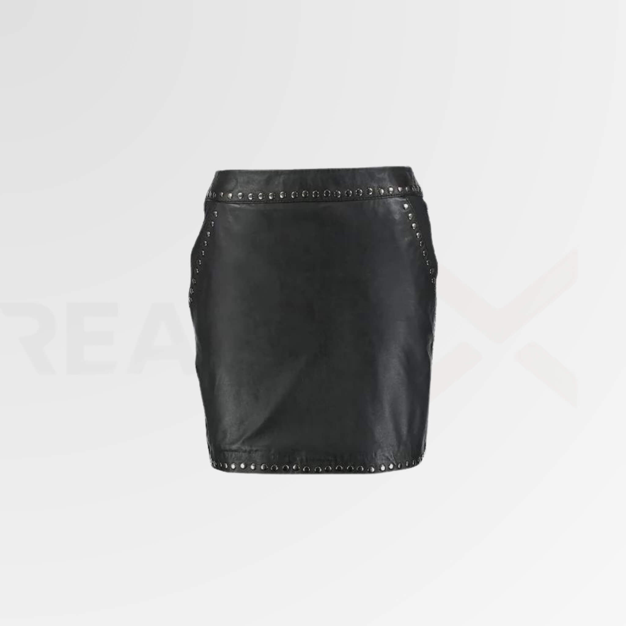 Stud-Lining Leather Skirt