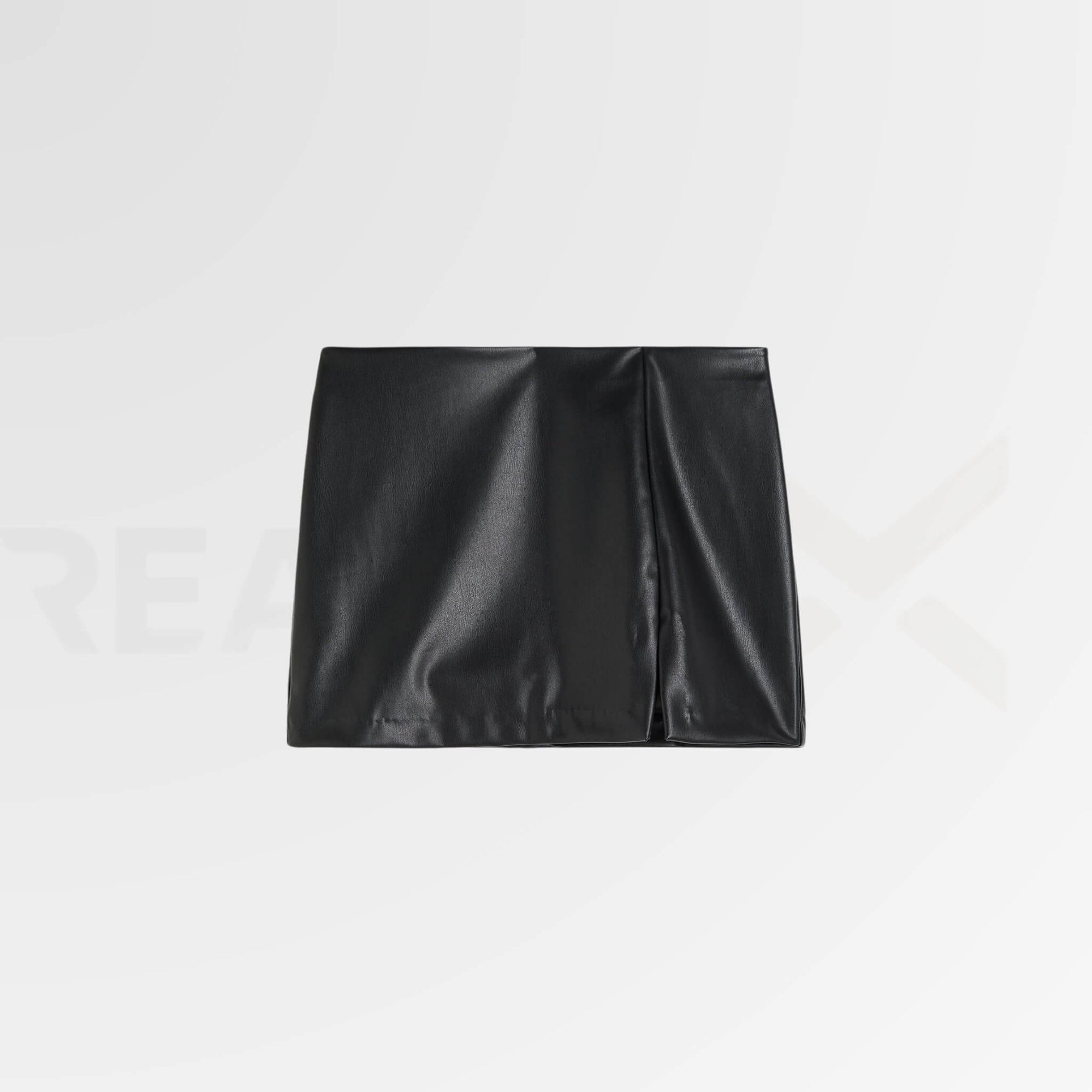 Slit Leather Mini Skirt