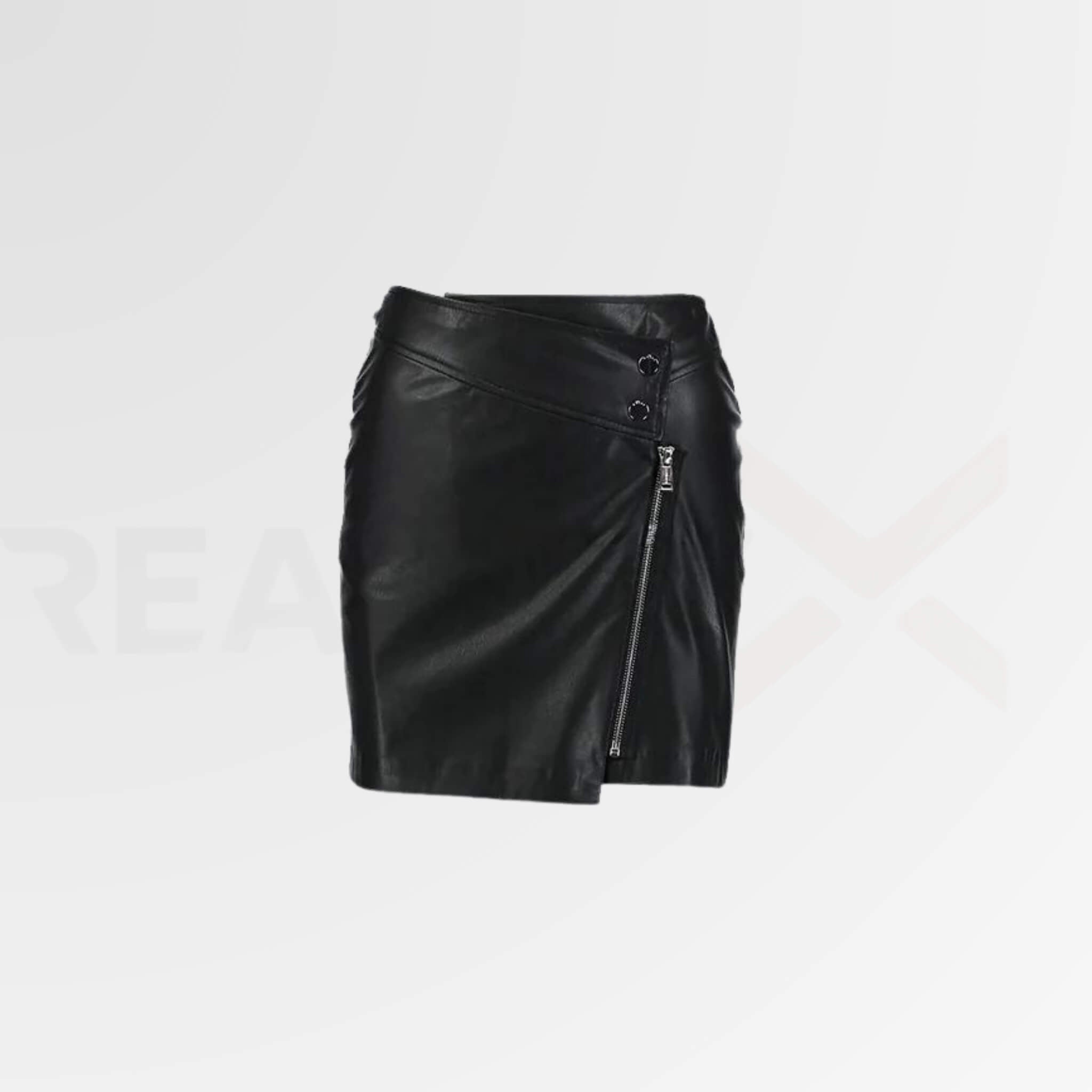 Wrap-Hem Leather Skirt