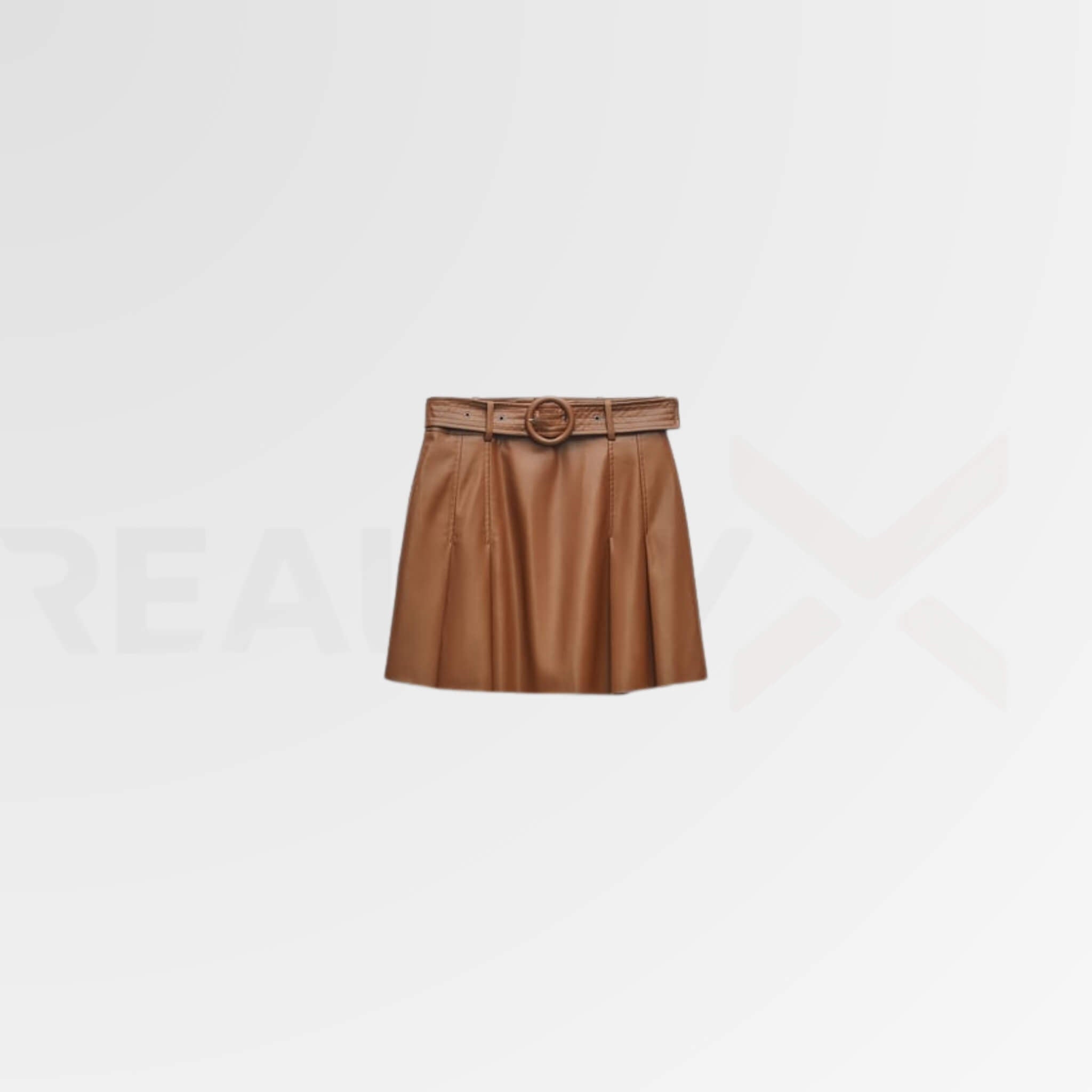 Leather Box Pleated Skirt