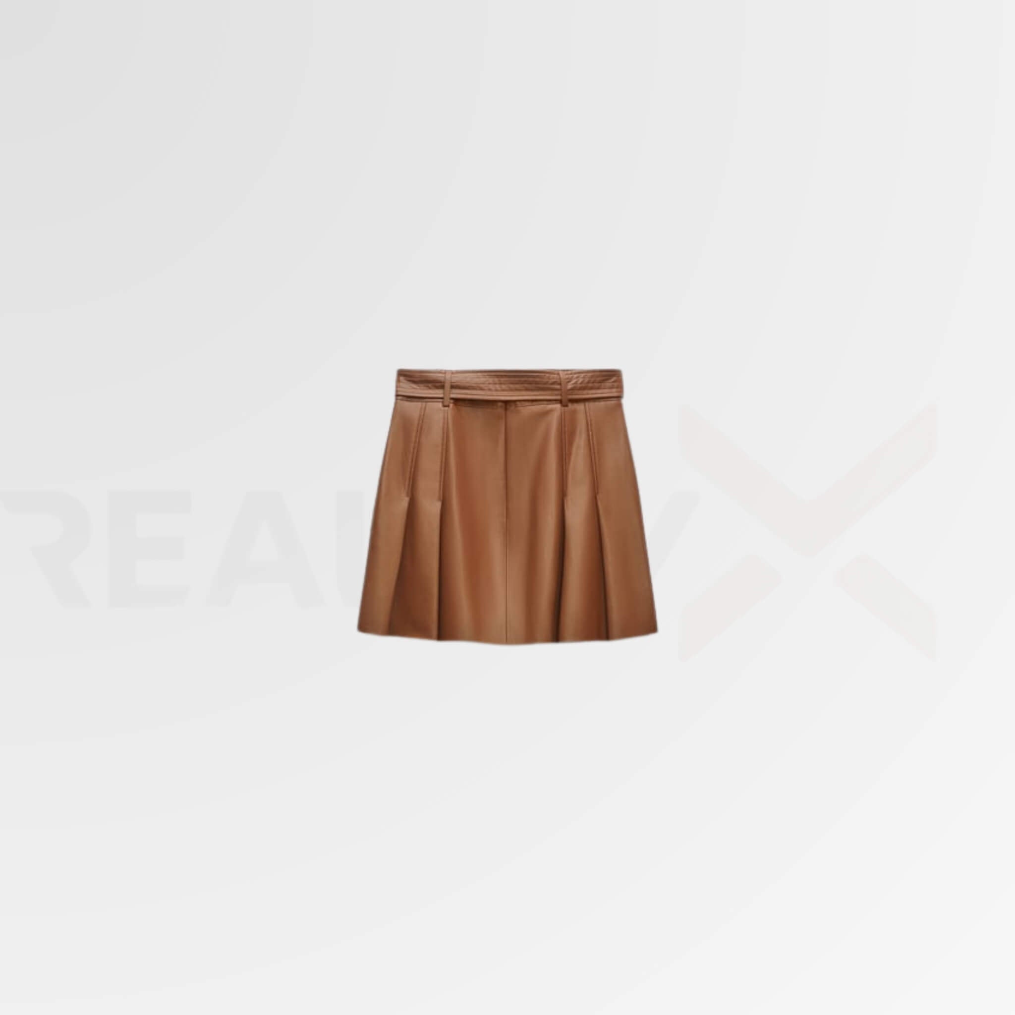 Leather Box Pleated Skirt