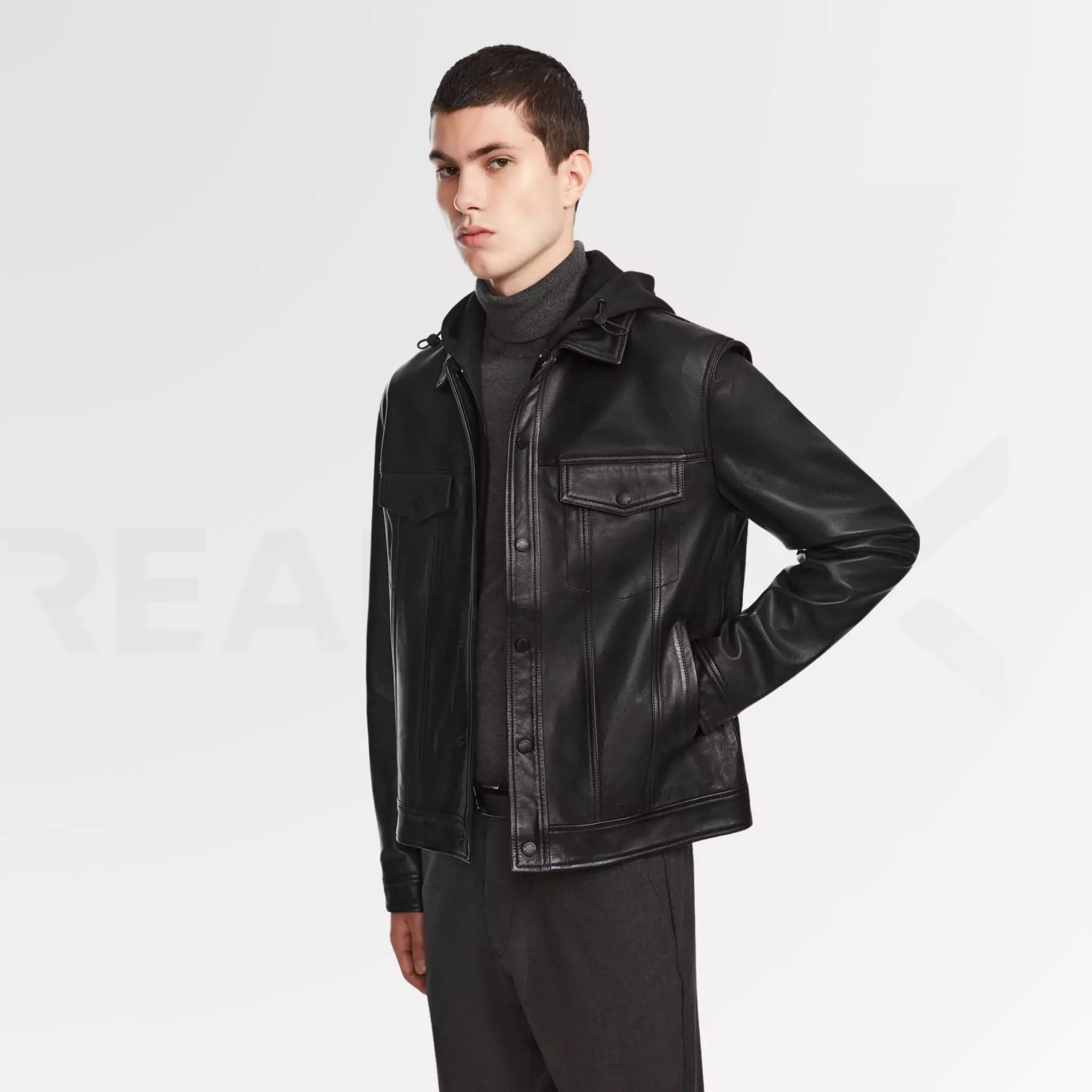 Leather Bomber Jacket Men