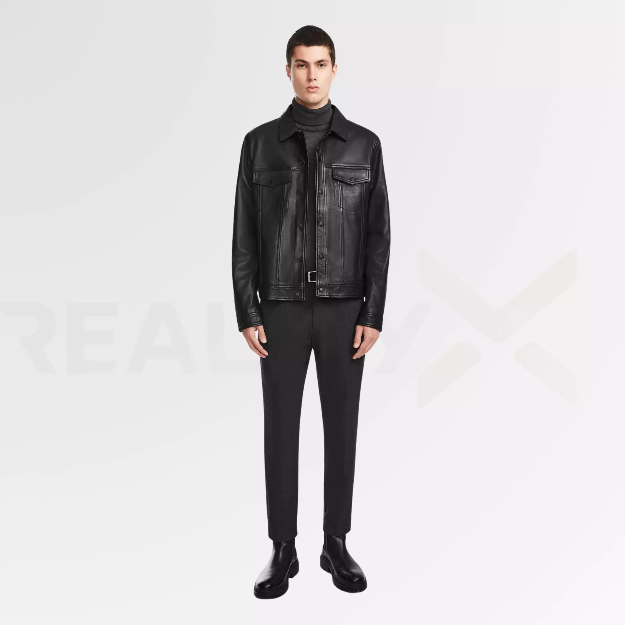 Leather Bomber Jacket Men