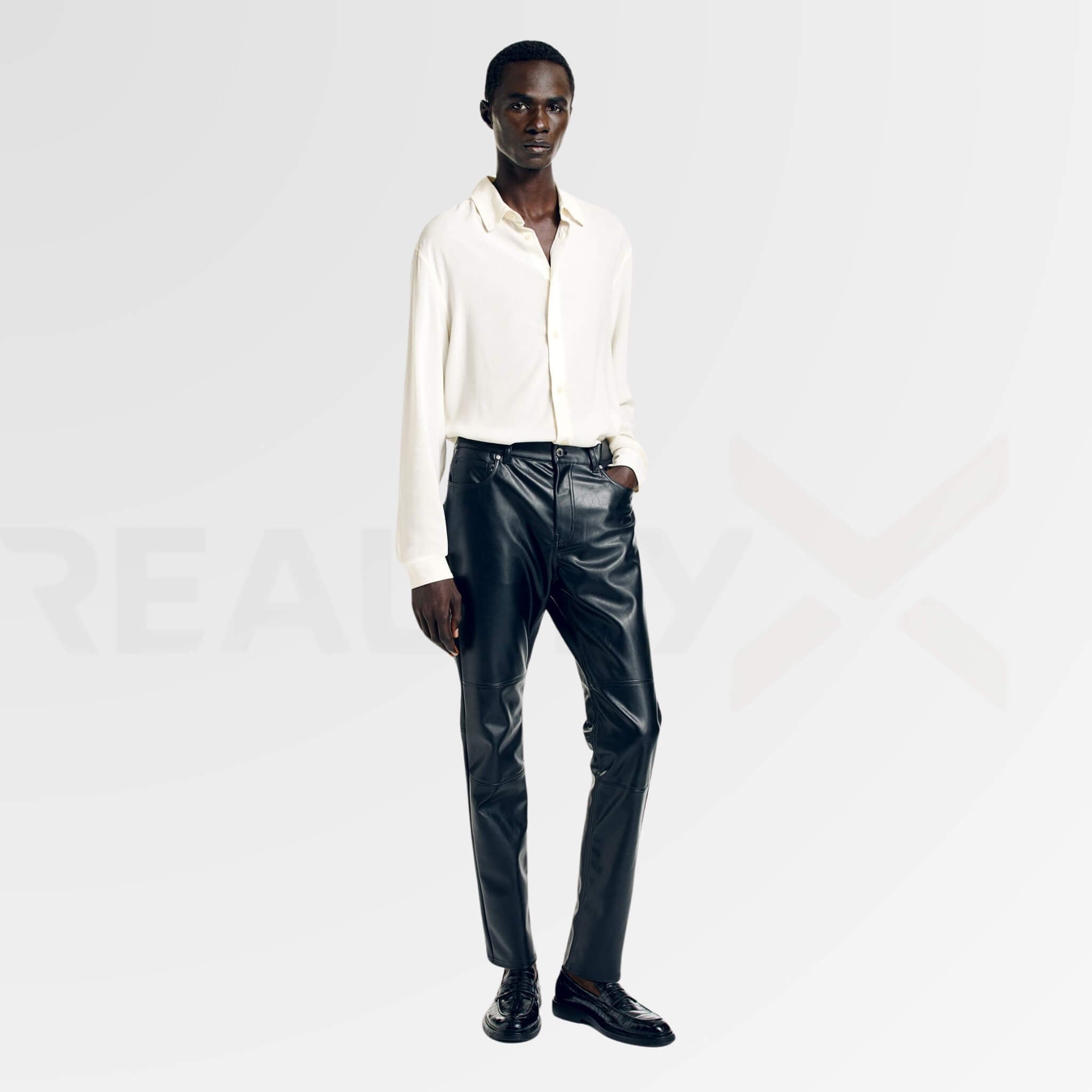 Men's Slim-fit Leather Pant