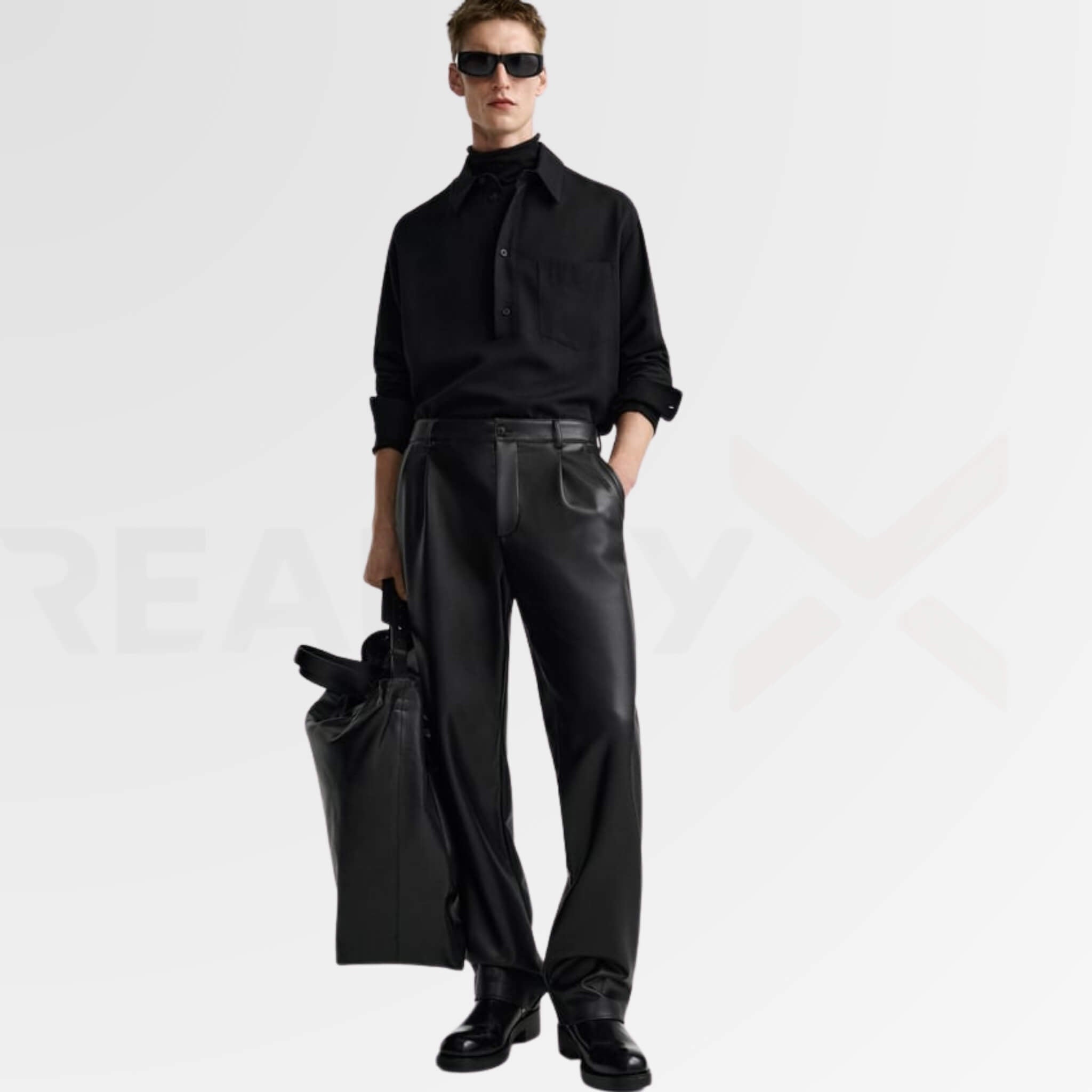 Executive Leather Pants Men