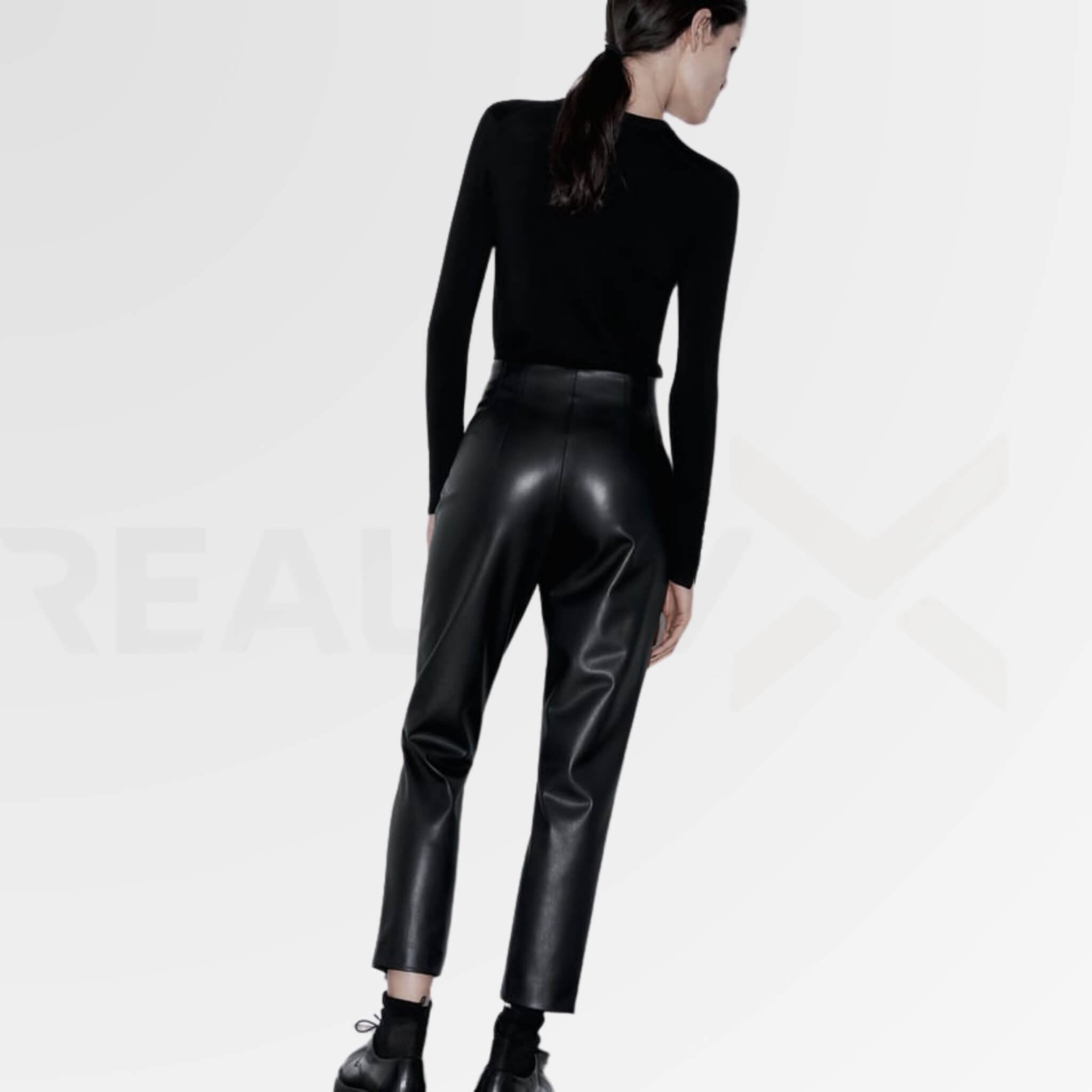 Side-Pocket Leather Leggings