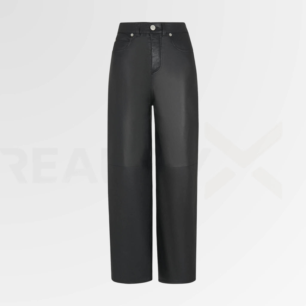 Barrel-Leg Leather Pants