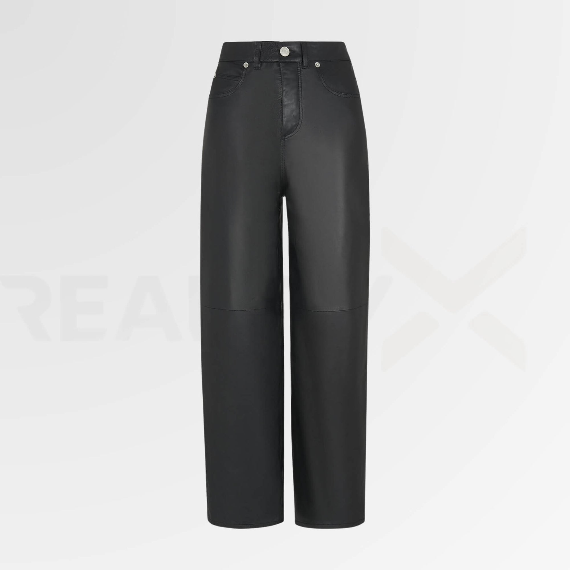Barrel-Leg Leather Pants