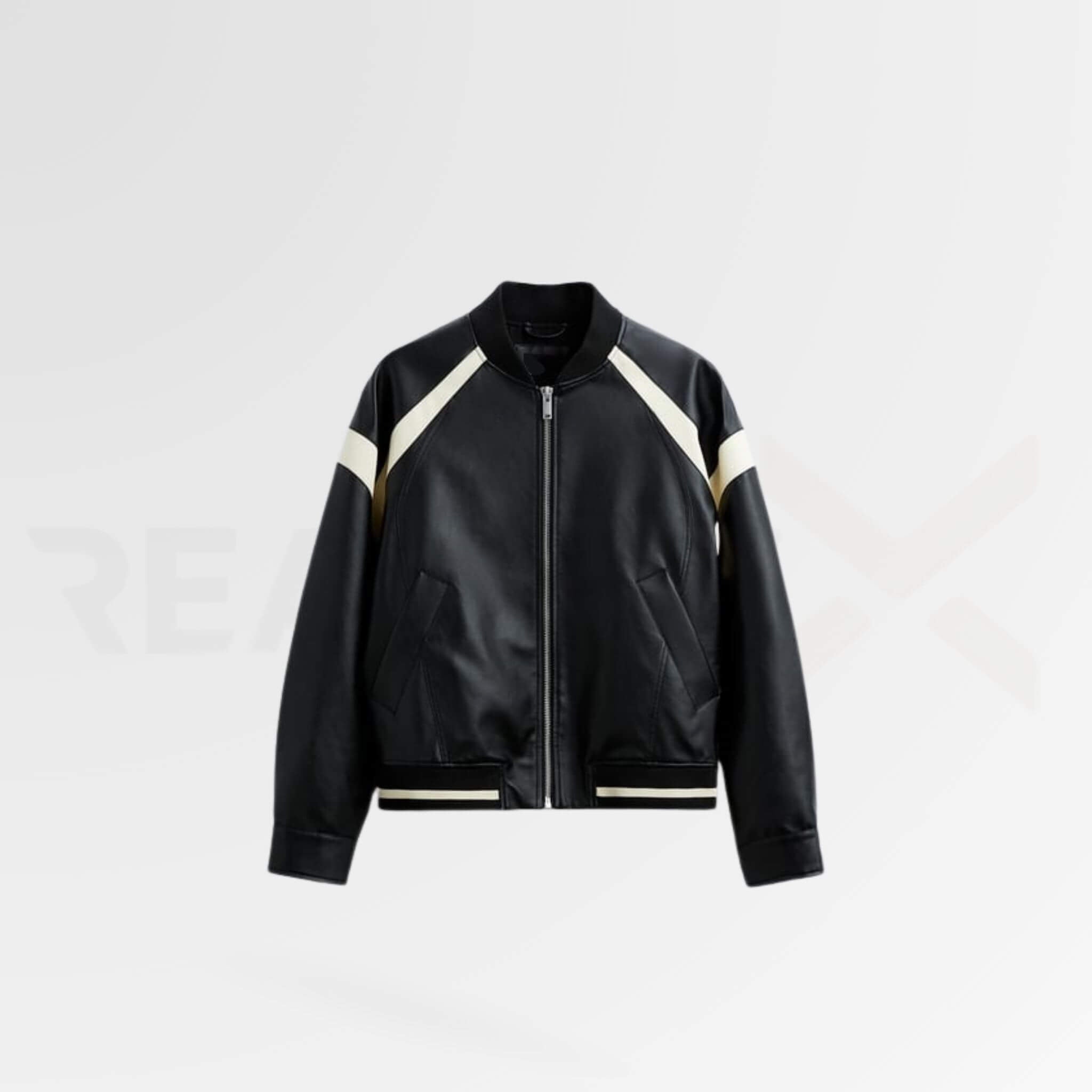 Contrast Leather Bomber Jacket