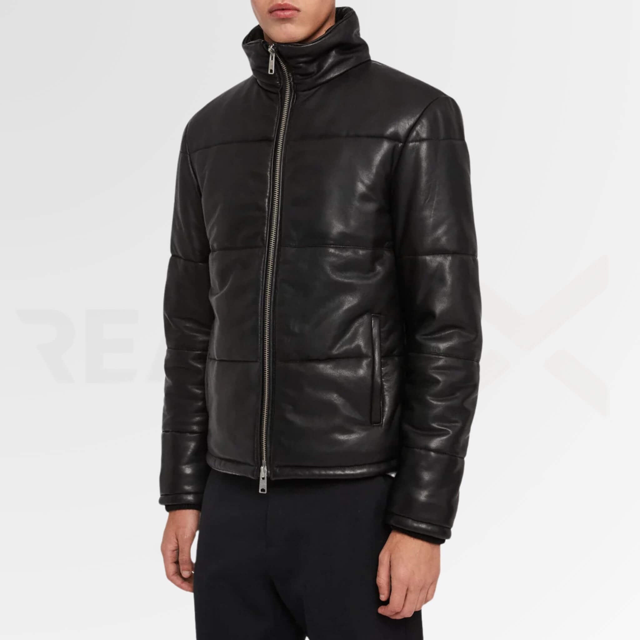 Padded Leather Puffer Jacket