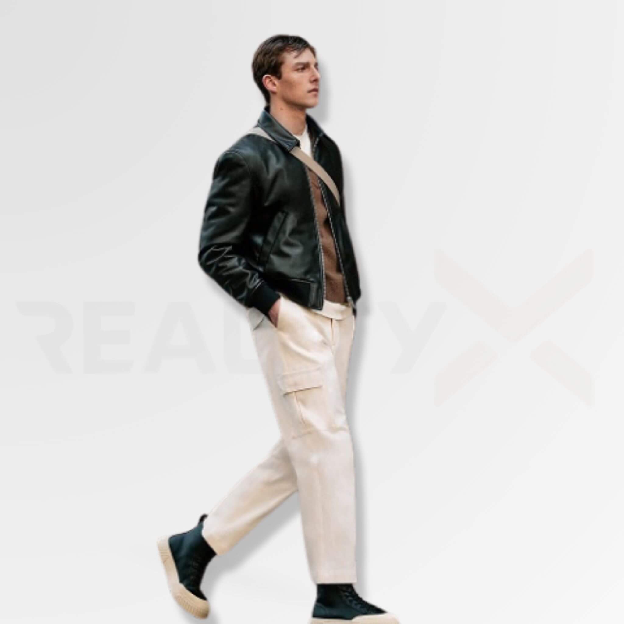 Leather Bomber Jacket Men