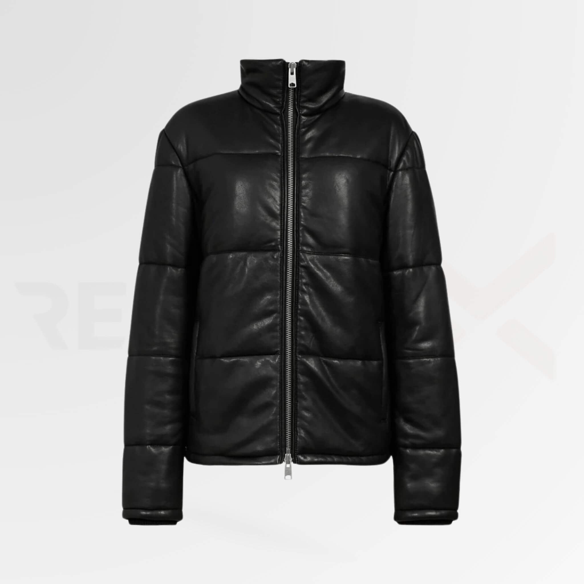 Padded Leather Puffer Jacket