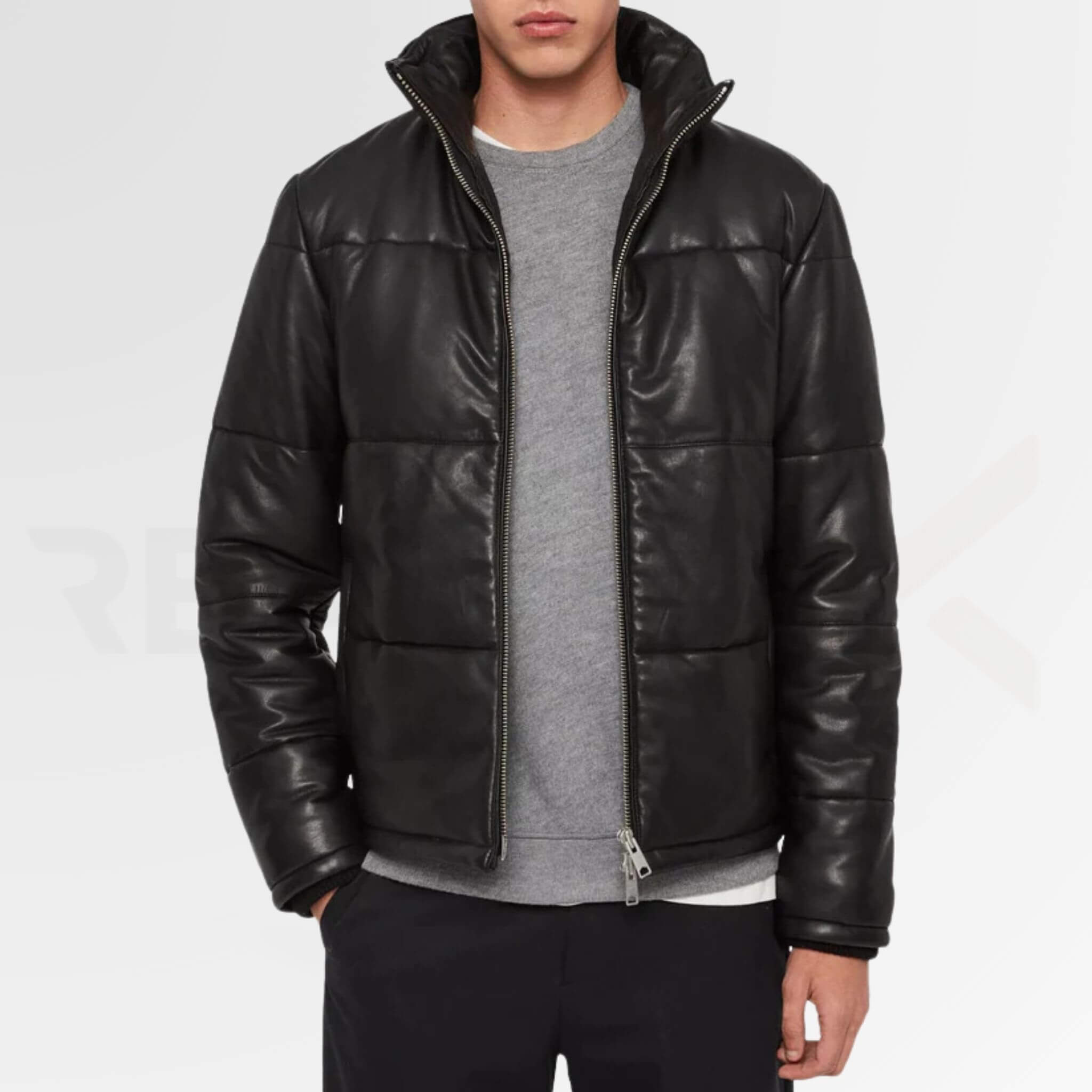 Padded Leather Puffer Jacket